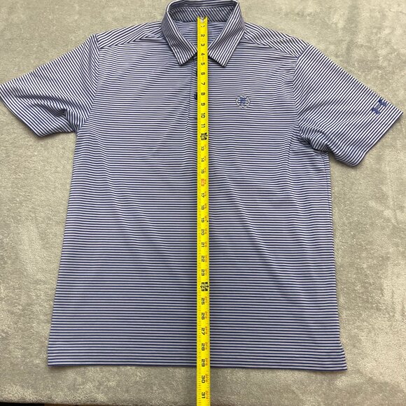 Under Armour Golf Polo Shirt Mens L Blue Striped Performance Golf Athletic Top - Picture 5 of 8